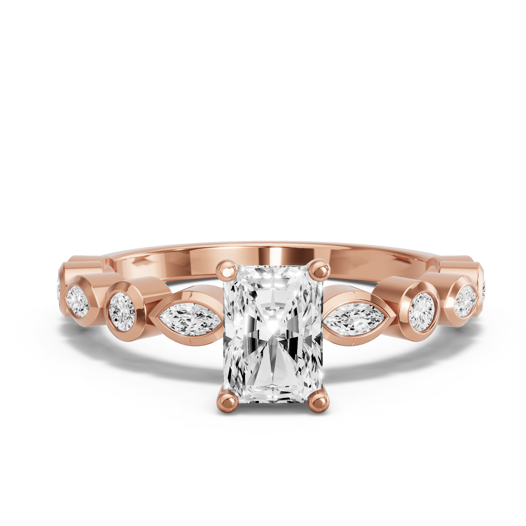 Image for Radiant Surprise diamond Ring with Alternating Marquise band