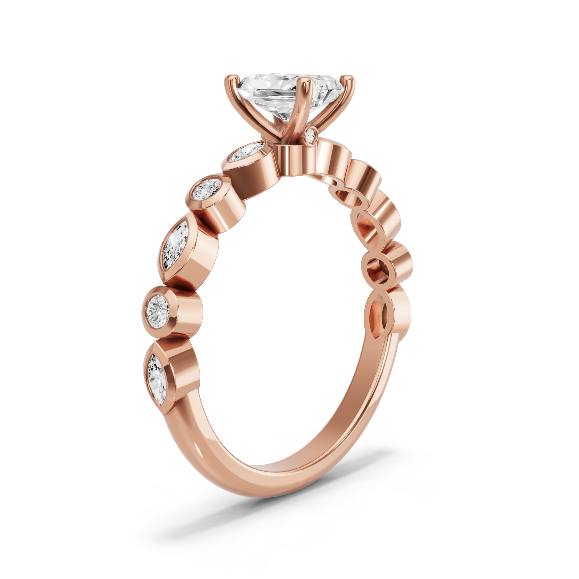 Image for Radiant Surprise diamond Ring with Alternating Marquise band