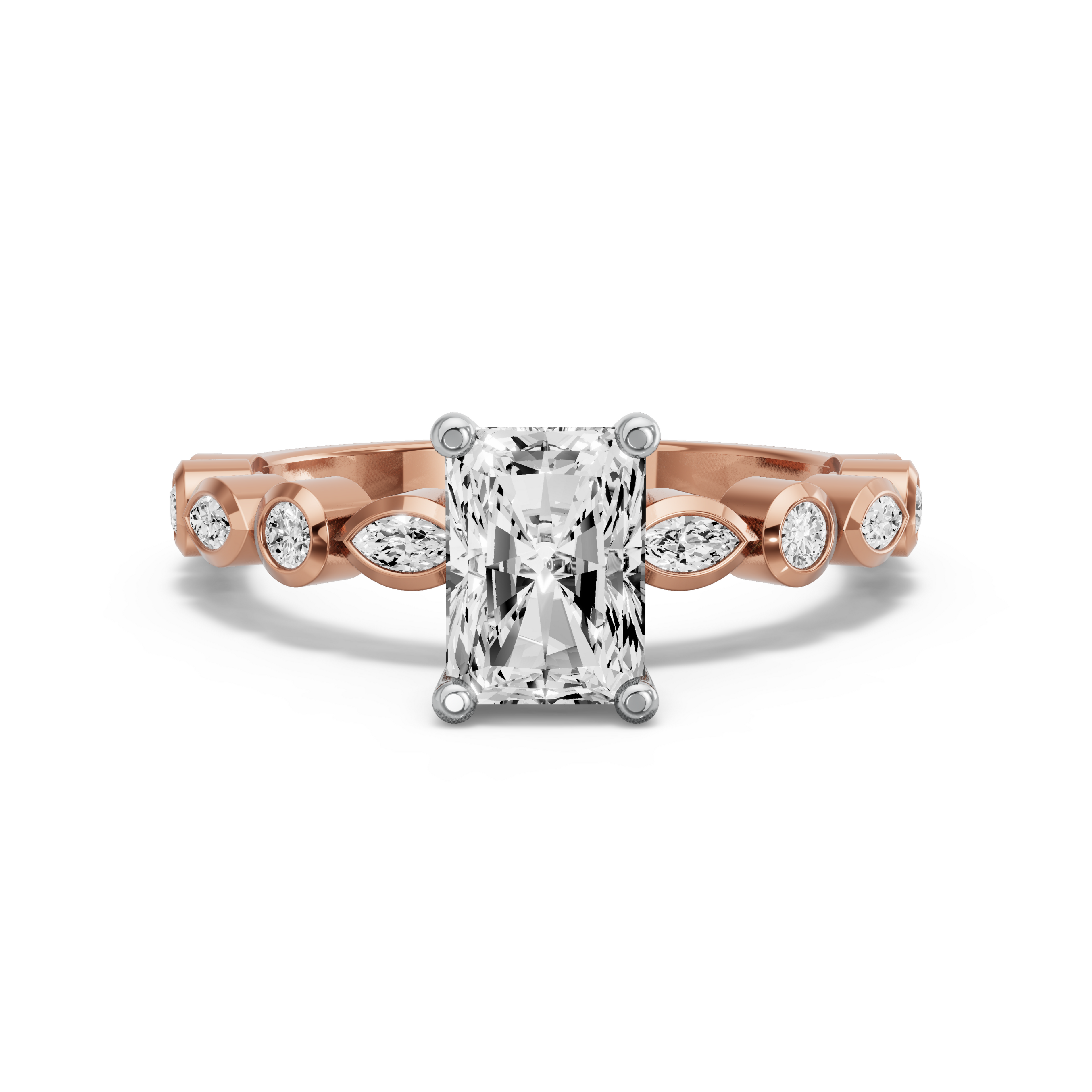 Image for Radiant Surprise diamond Ring with Alternating Marquise band