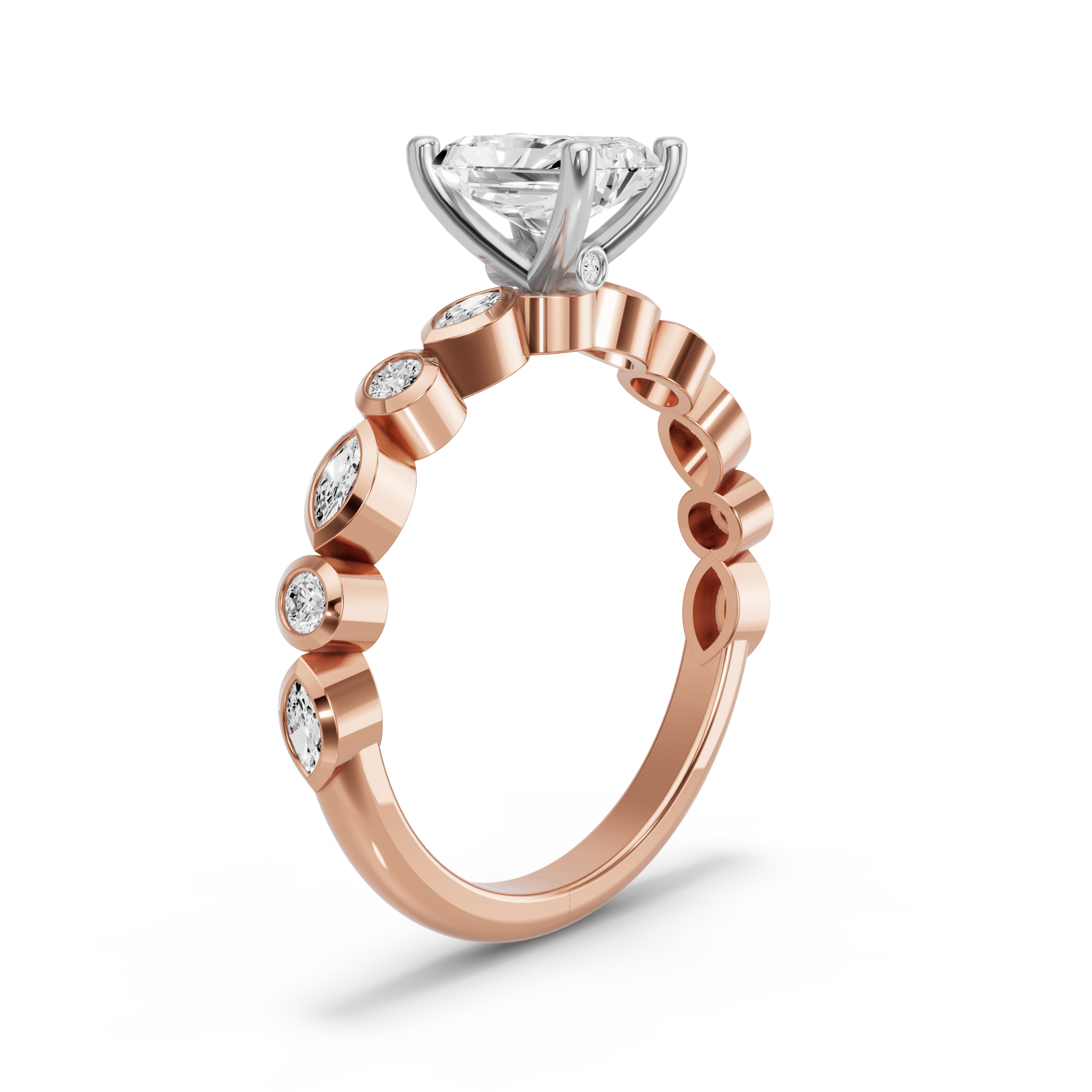 Image for Radiant Surprise diamond Ring with Alternating Marquise band