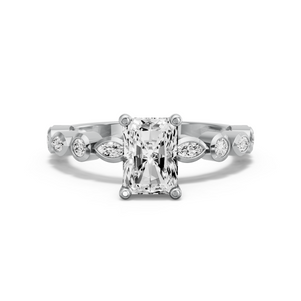 Image for Radiant Surprise diamond Ring with Alternating Marquise band in 10K Two Tone Rose Gold