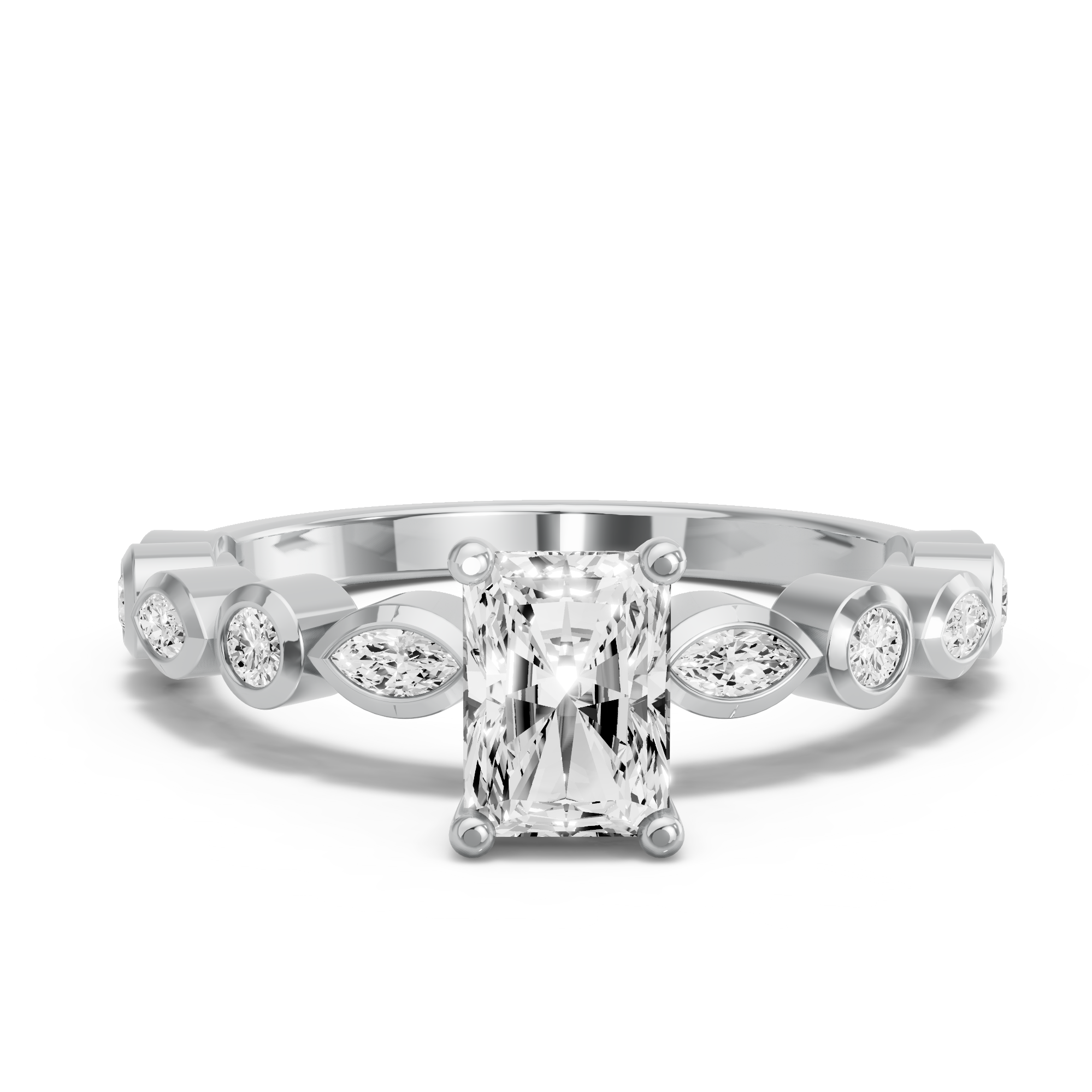 Image for Radiant Surprise diamond Ring with Alternating Marquise band