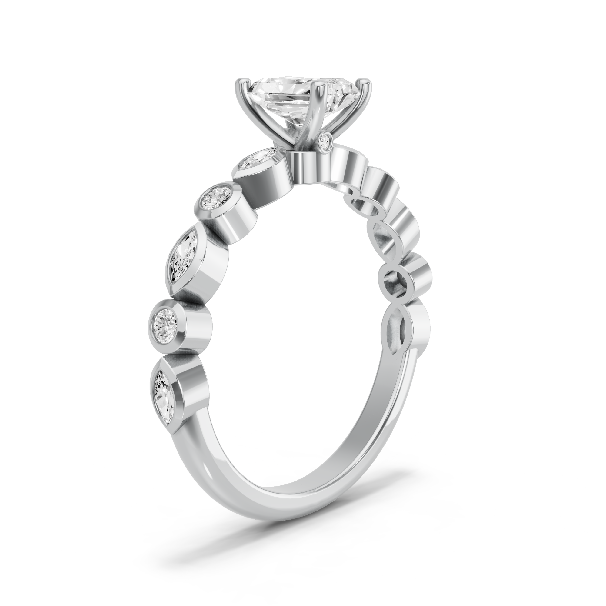 Image for Radiant Surprise diamond Ring with Alternating Marquise band