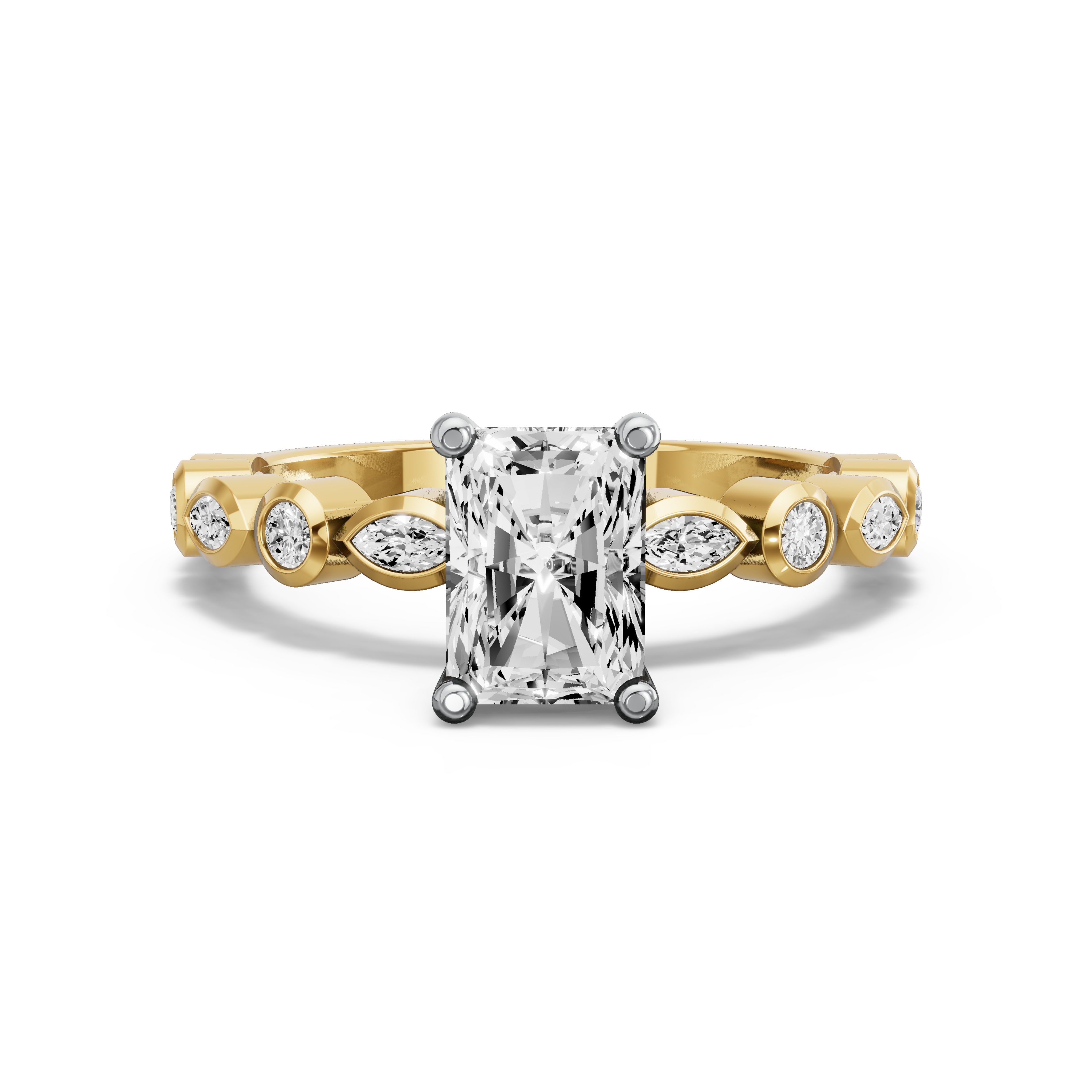 Image for Radiant Surprise diamond Ring with Alternating Marquise band