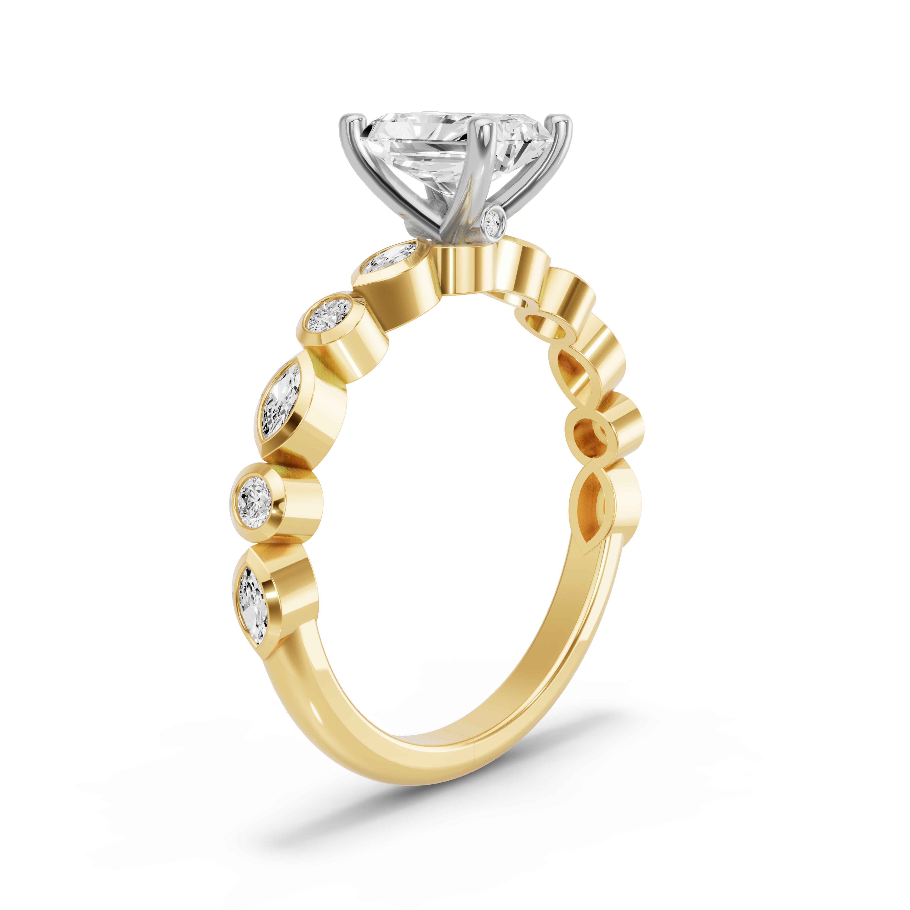 Image for Radiant Surprise diamond Ring with Alternating Marquise band