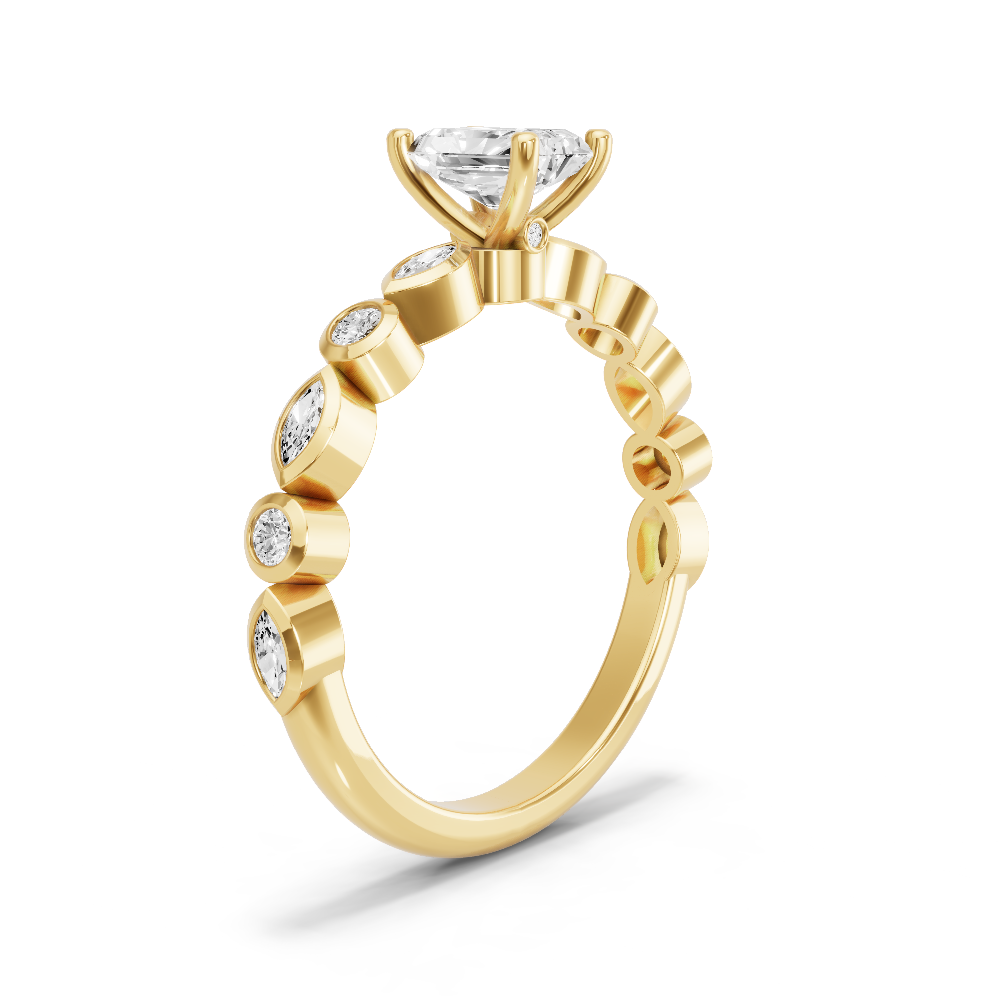 Image for Radiant Surprise diamond Ring with Alternating Marquise band