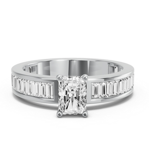 Image for Radiant Surprise diamond Ring with Baguette Channel band