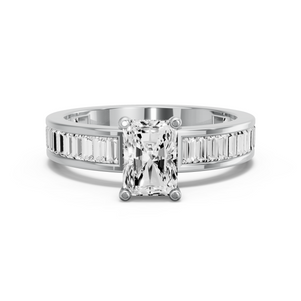 Image for Radiant Surprise diamond Ring with Baguette Channel band in 10K Two Tone Rose Gold