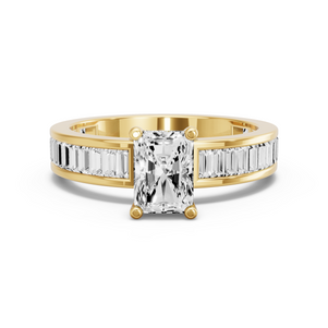 Image for Radiant Surprise diamond Ring with Baguette Channel band in 14K White Gold