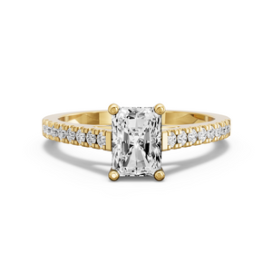 Image for Radiant Surprise diamond Ring with Cathedral Pave band in 14K White Gold