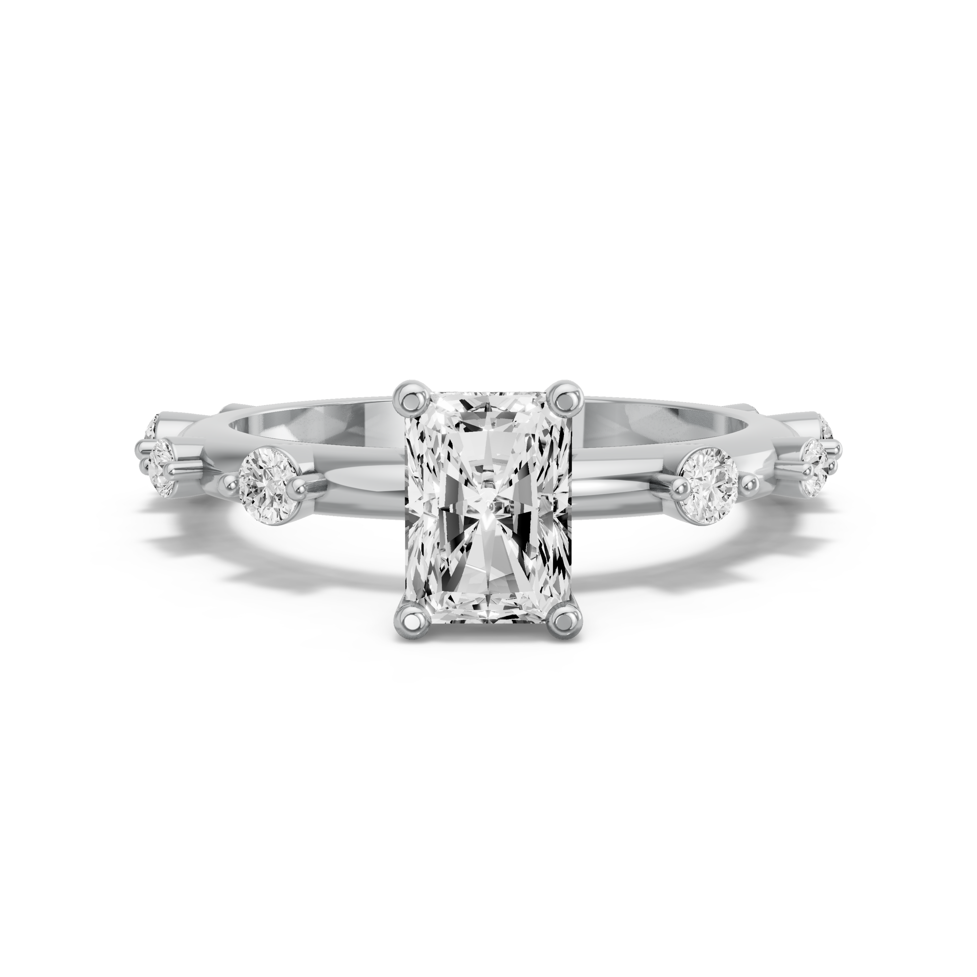 Image for Radiant Surprise diamond Ring with Floating Station band in 18K Two Tone Rose Gold