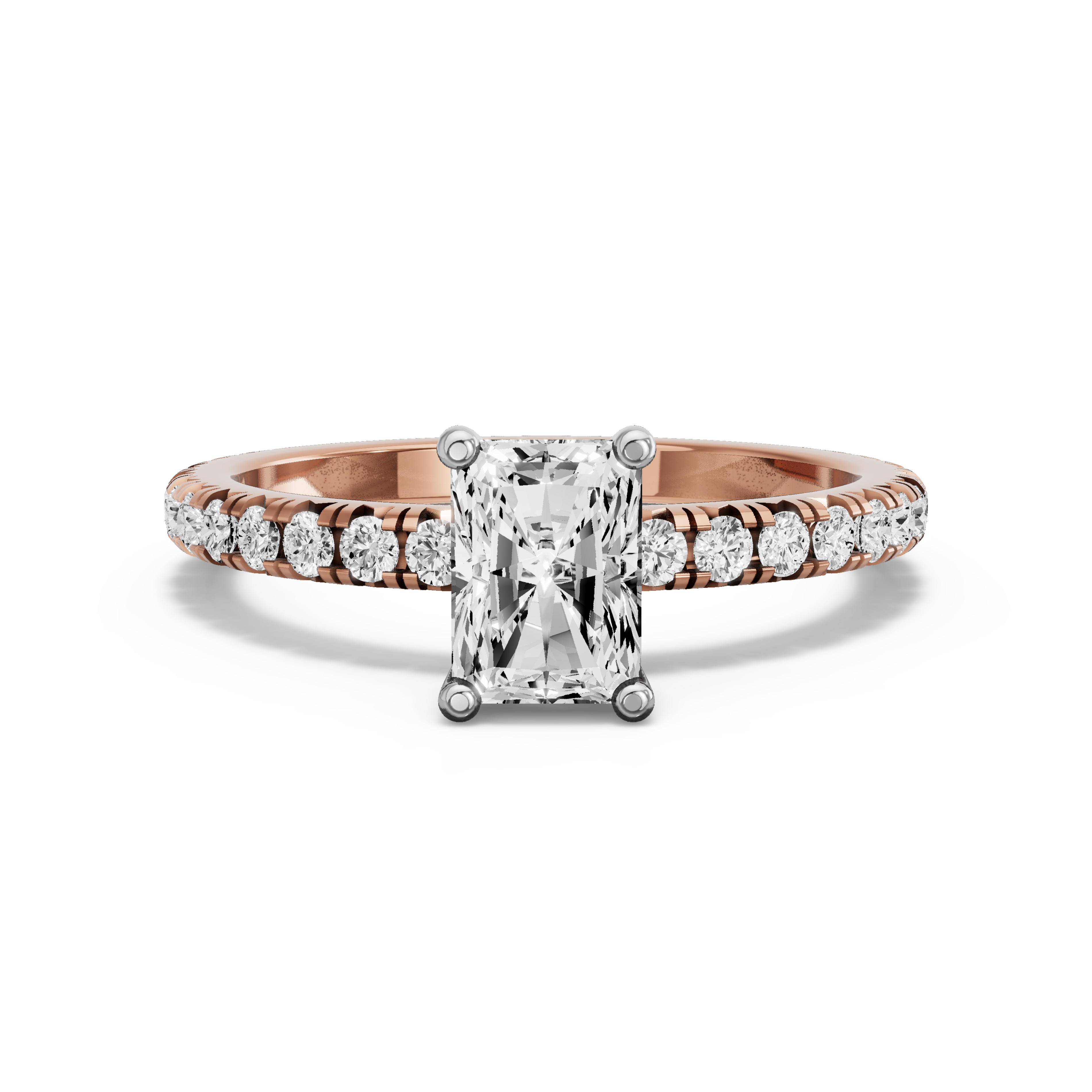 Image for Radiant Surprise diamond Ring with French Pave band in 10K Two Tone Rose Gold