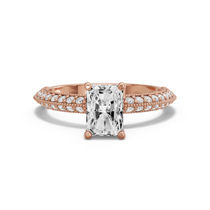 Image for Radiant Surprise diamond Ring with Knife Edge Pave band in 14K Yellow Gold