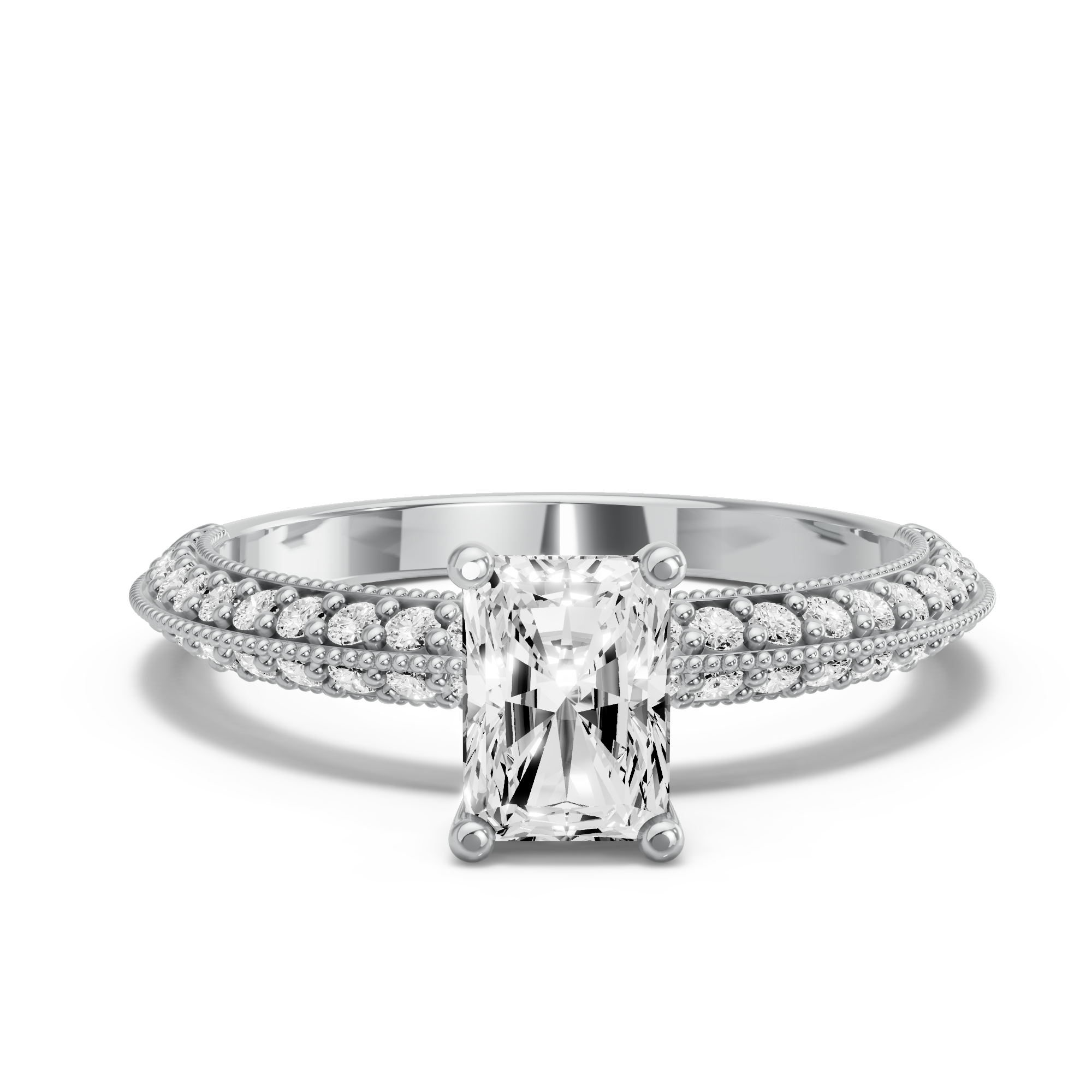 Image for Radiant Surprise diamond Ring with Knife Edge Pave band