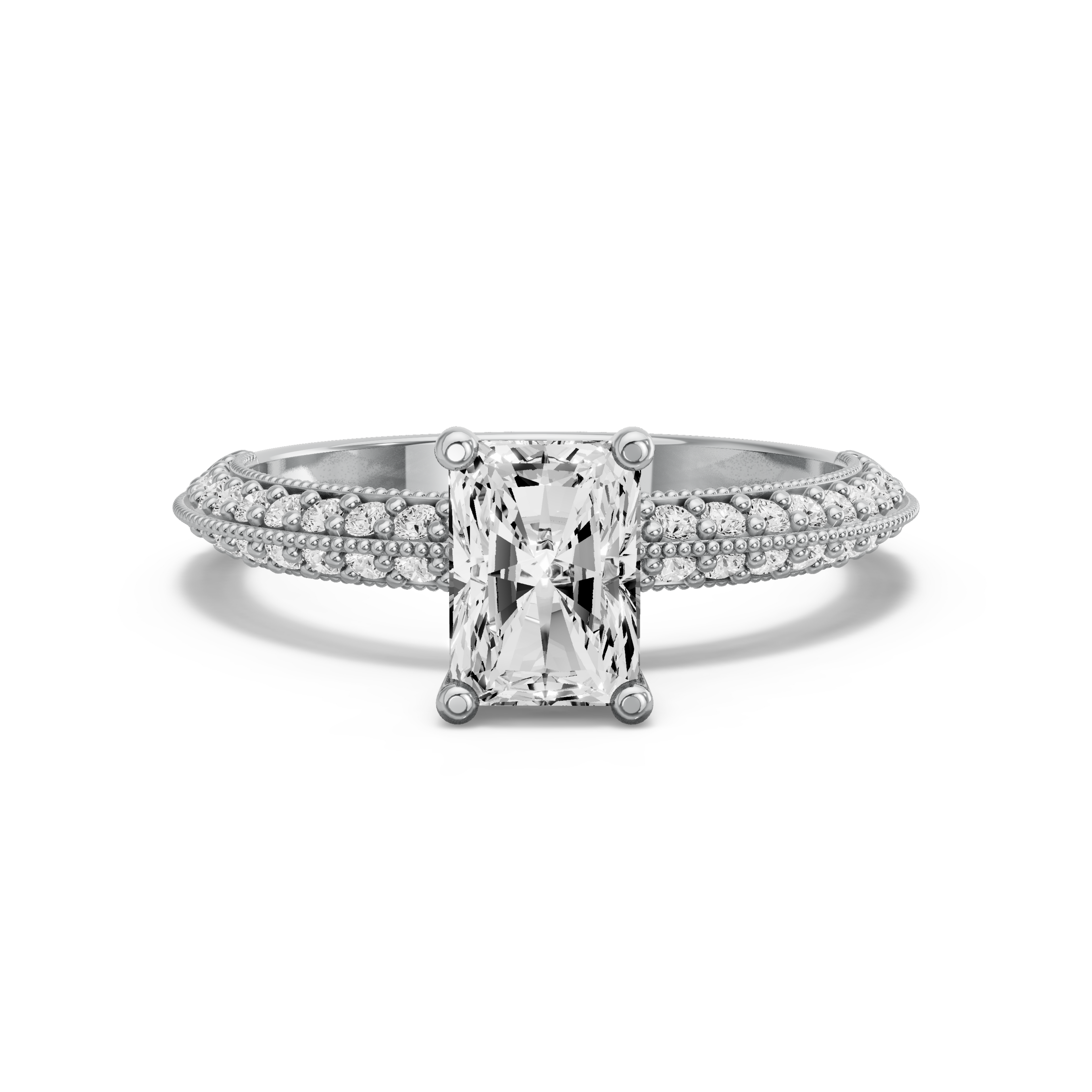 Image for Radiant Surprise diamond Ring with Knife Edge Cathedral band in 950 Platinum