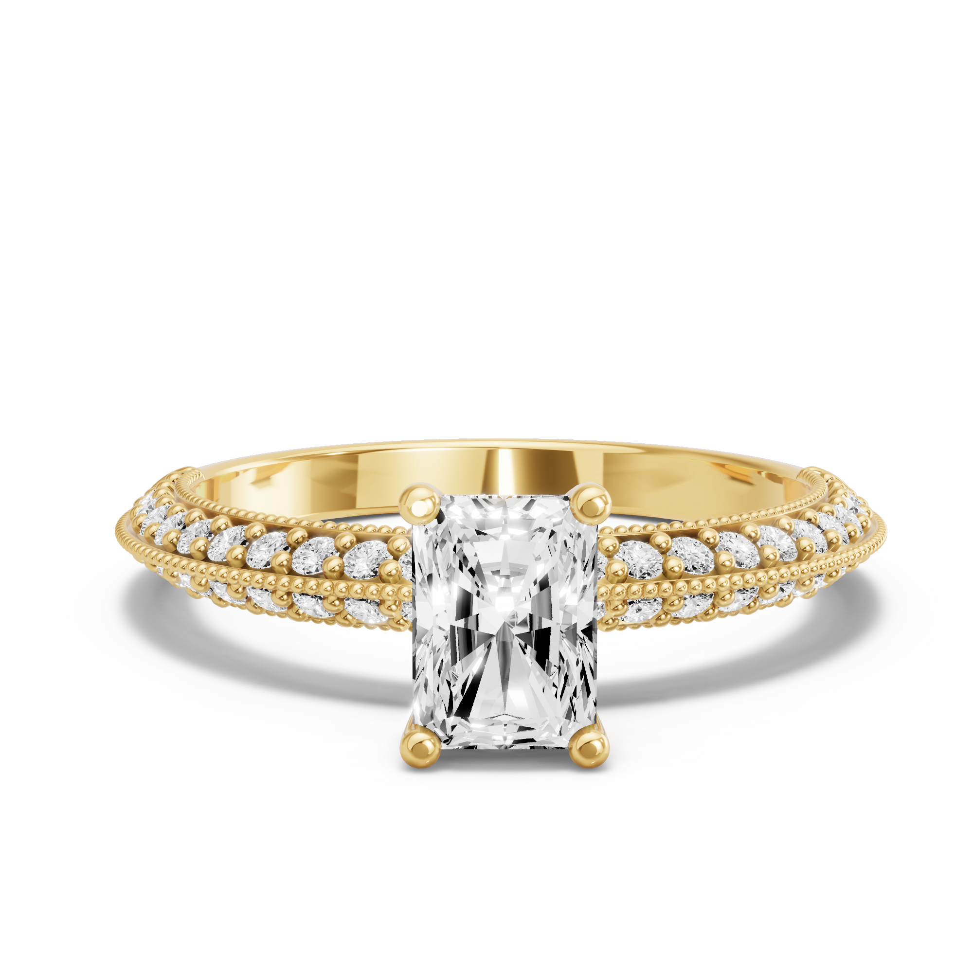 Image for Radiant Surprise diamond Ring with Knife Edge Pave band