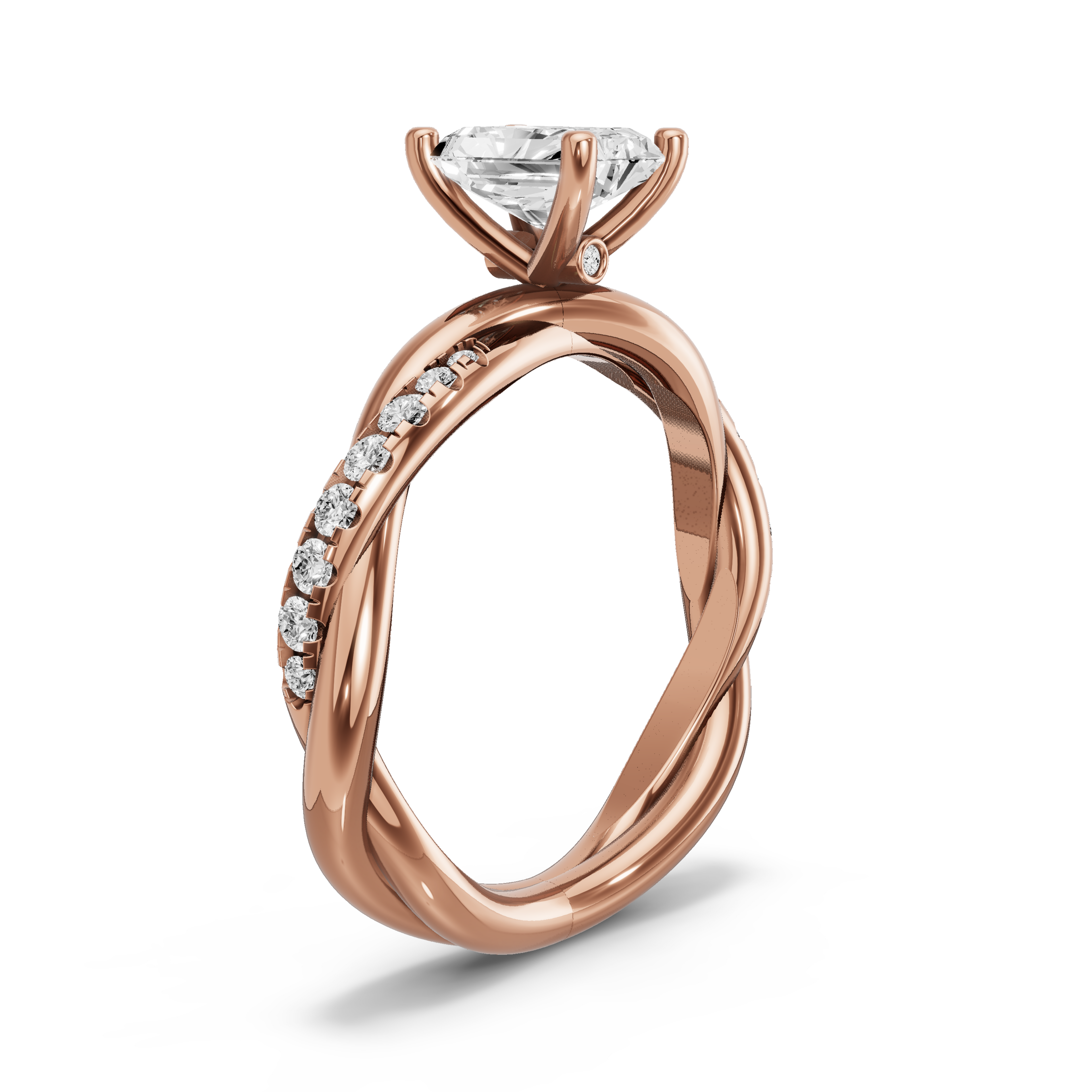 Image for Radiant Surprise diamond Ring with Rope Pave band in 10K Yellow Gold