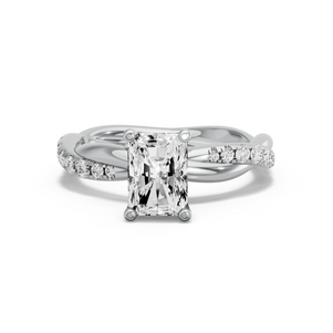Image for Radiant Surprise diamond Ring with Rope Pave band in 950 Platinum