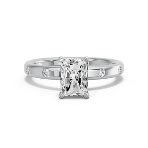 Image for Radiant Surprise diamond Ring with Sleek Accent band in 14K Two Tone Rose Gold
