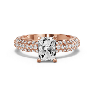 Image for Radiant Surprise diamond Ring with Triple Row Pave band in 18K Rose Gold