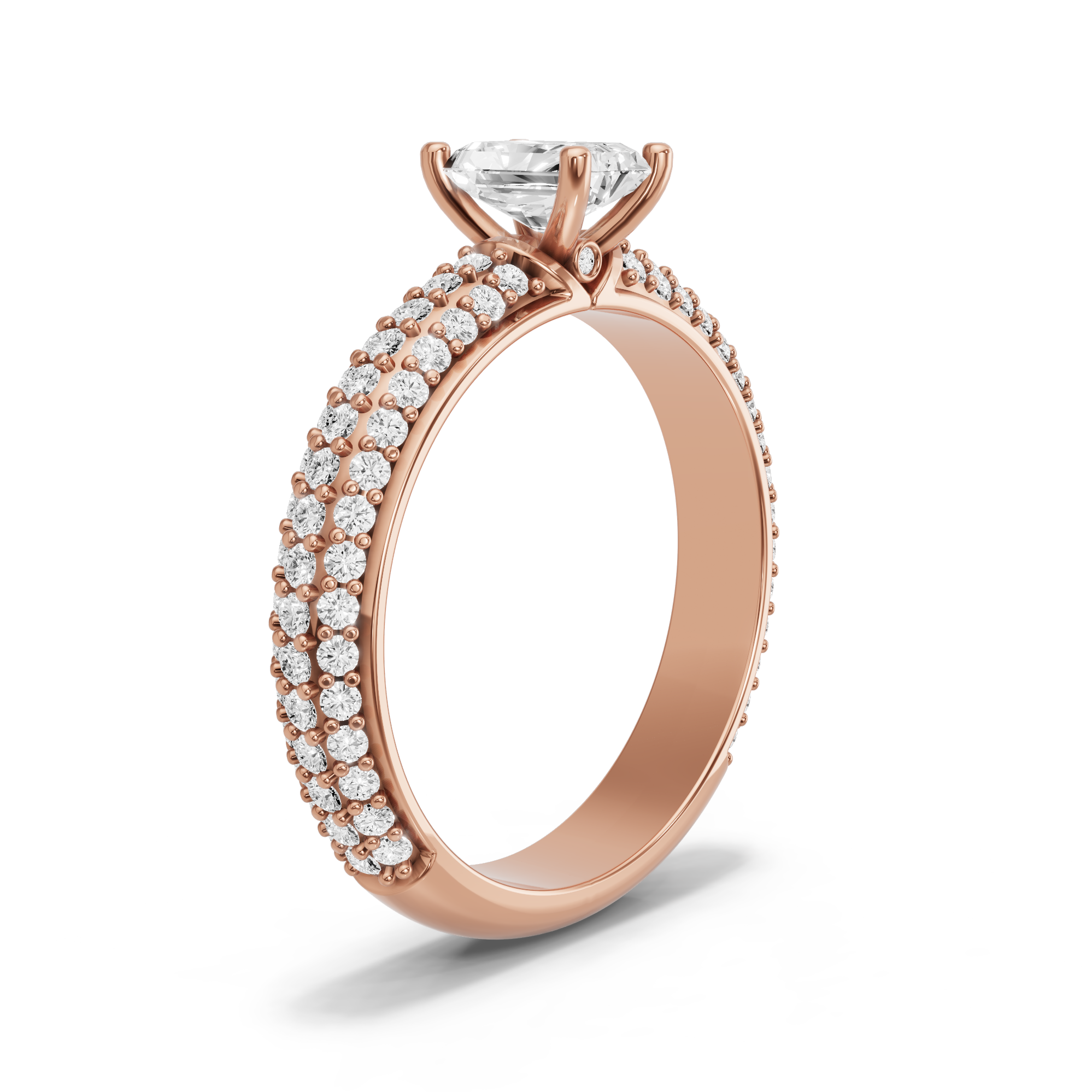 Image for Radiant Surprise diamond Ring with Triple Row Pave band