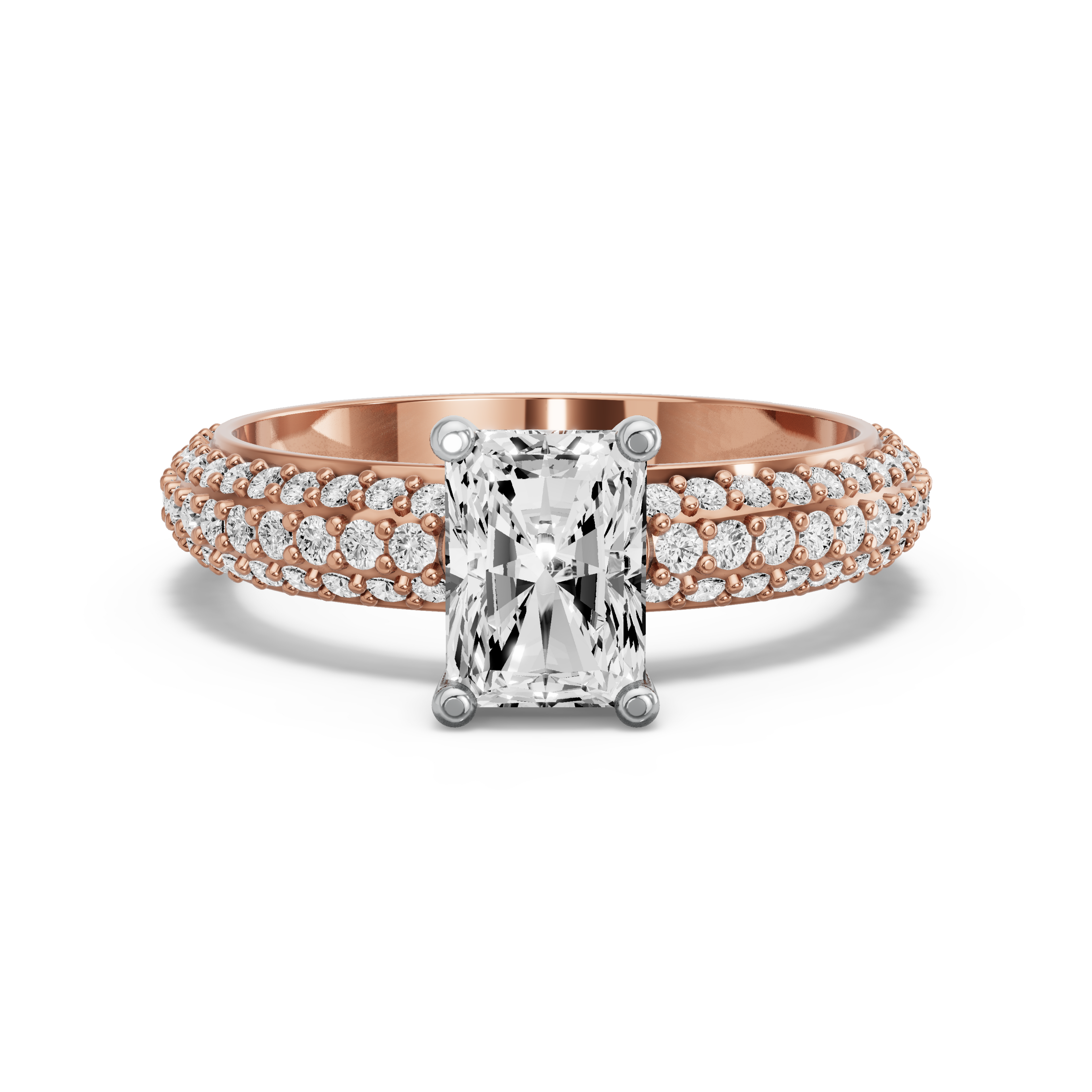 Image for Radiant Surprise diamond Ring with Triple Row Pave band
