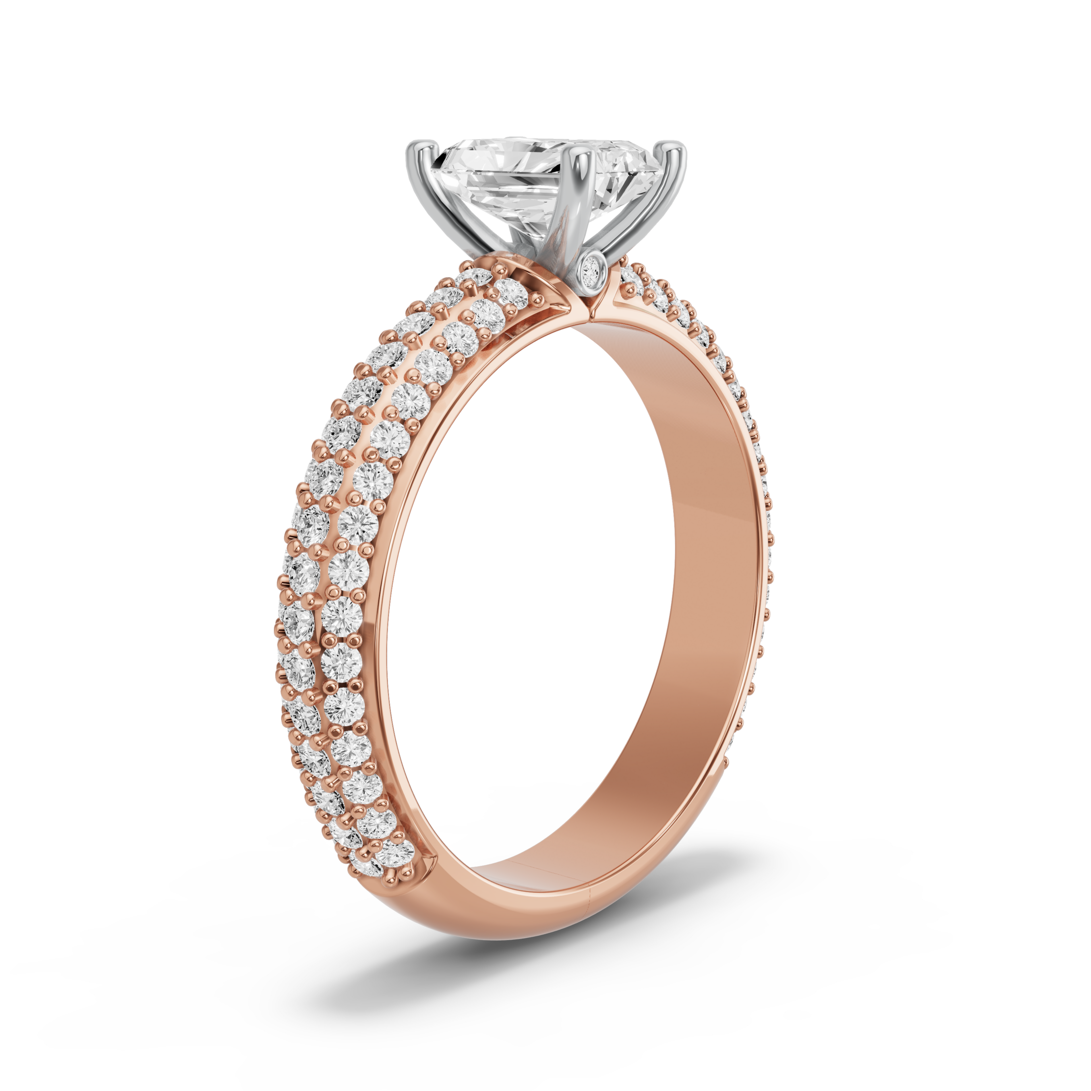 Image for Radiant Surprise diamond Ring with Triple Row Pave band