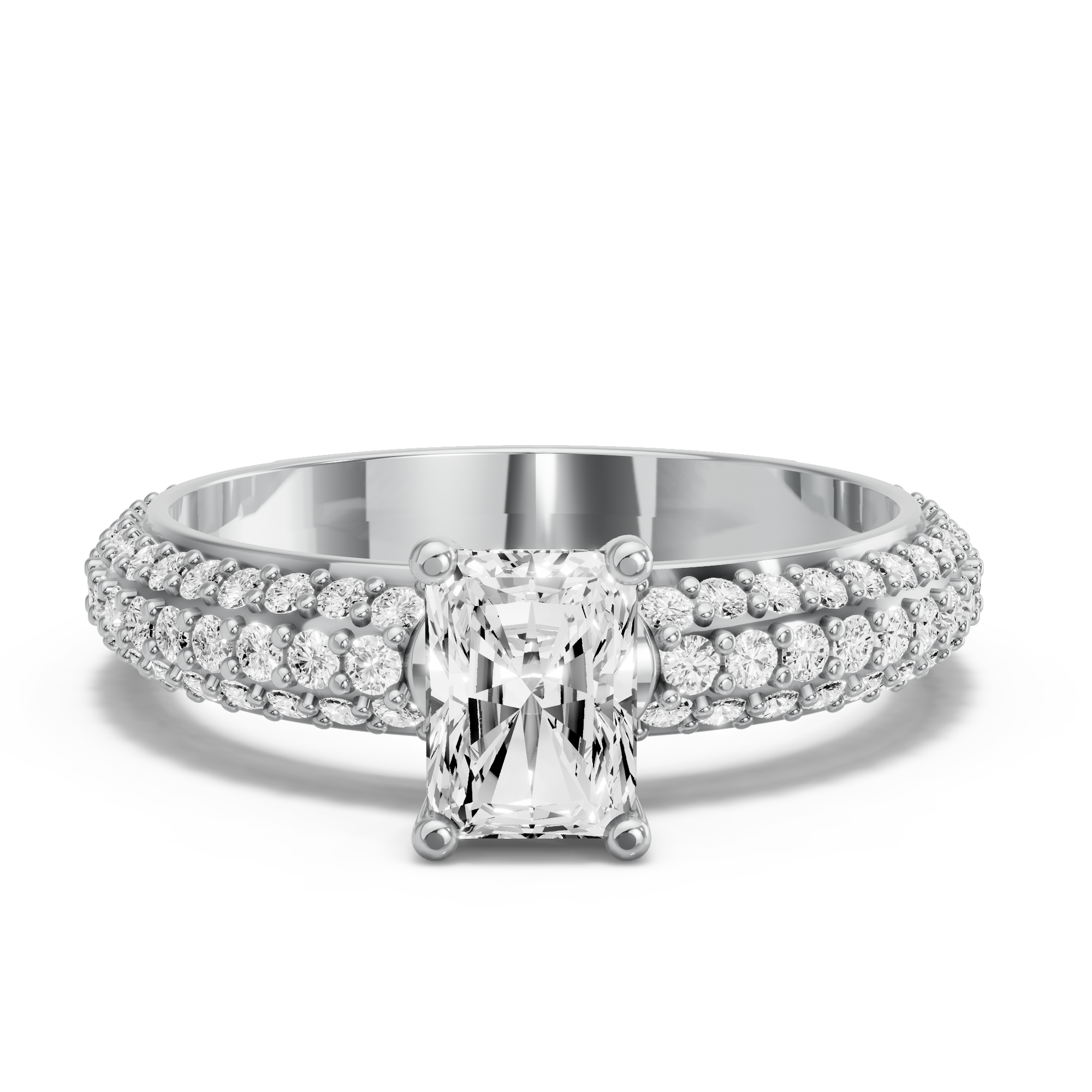 Image for Radiant Surprise diamond Ring with Triple Row Pave band