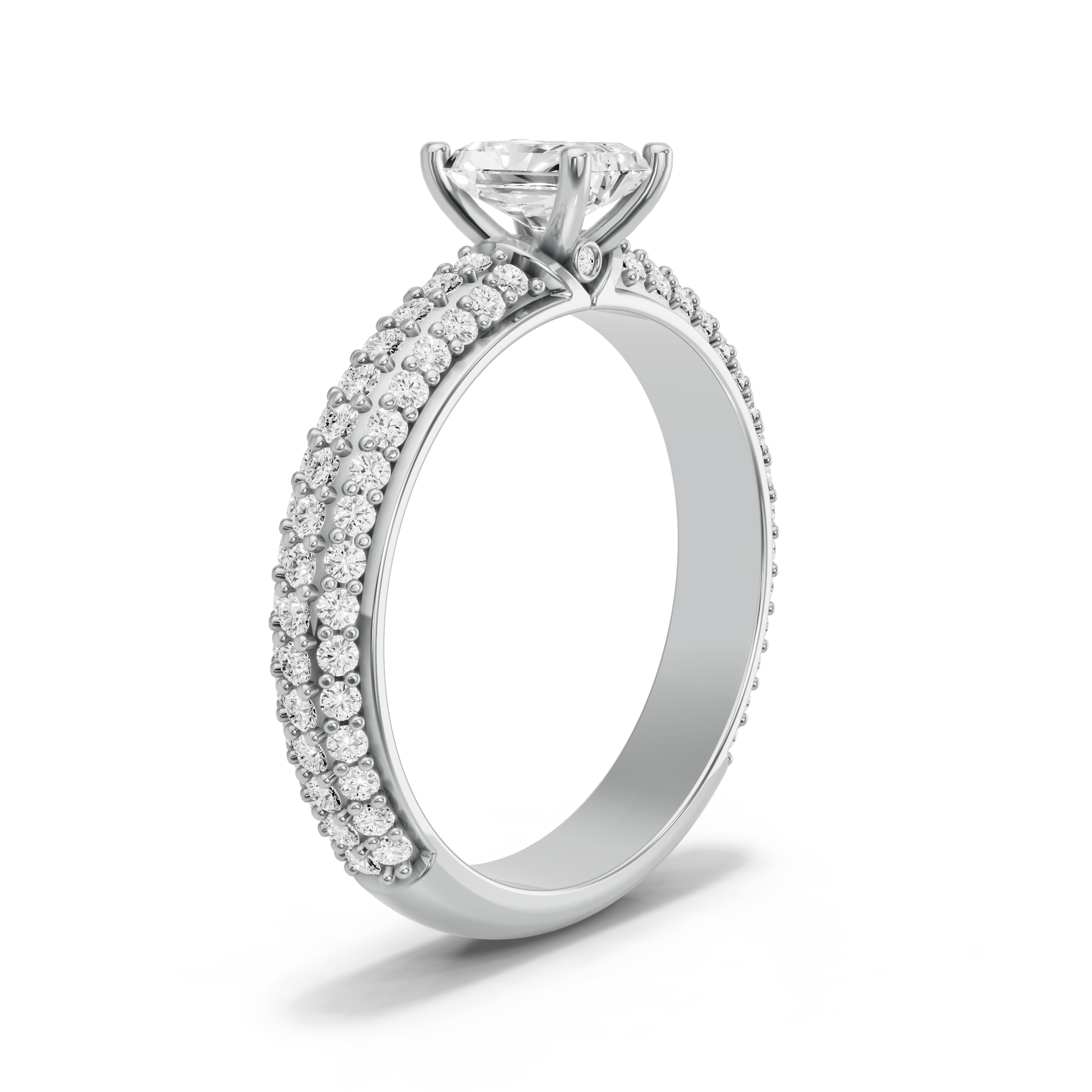 Image for Radiant Surprise diamond Ring with Triple Row Pave band