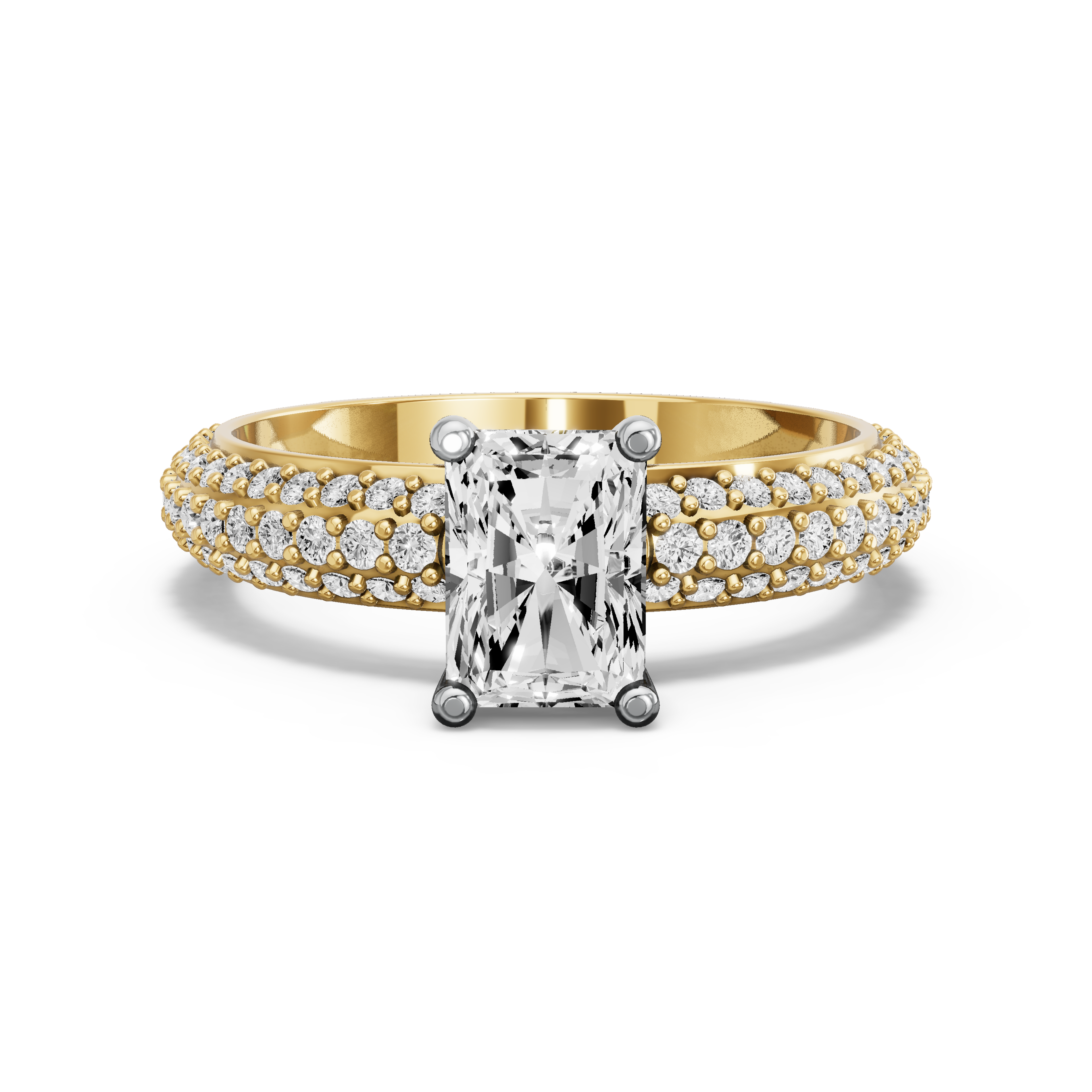 Image for Radiant Surprise diamond Ring with Triple Row Pave band