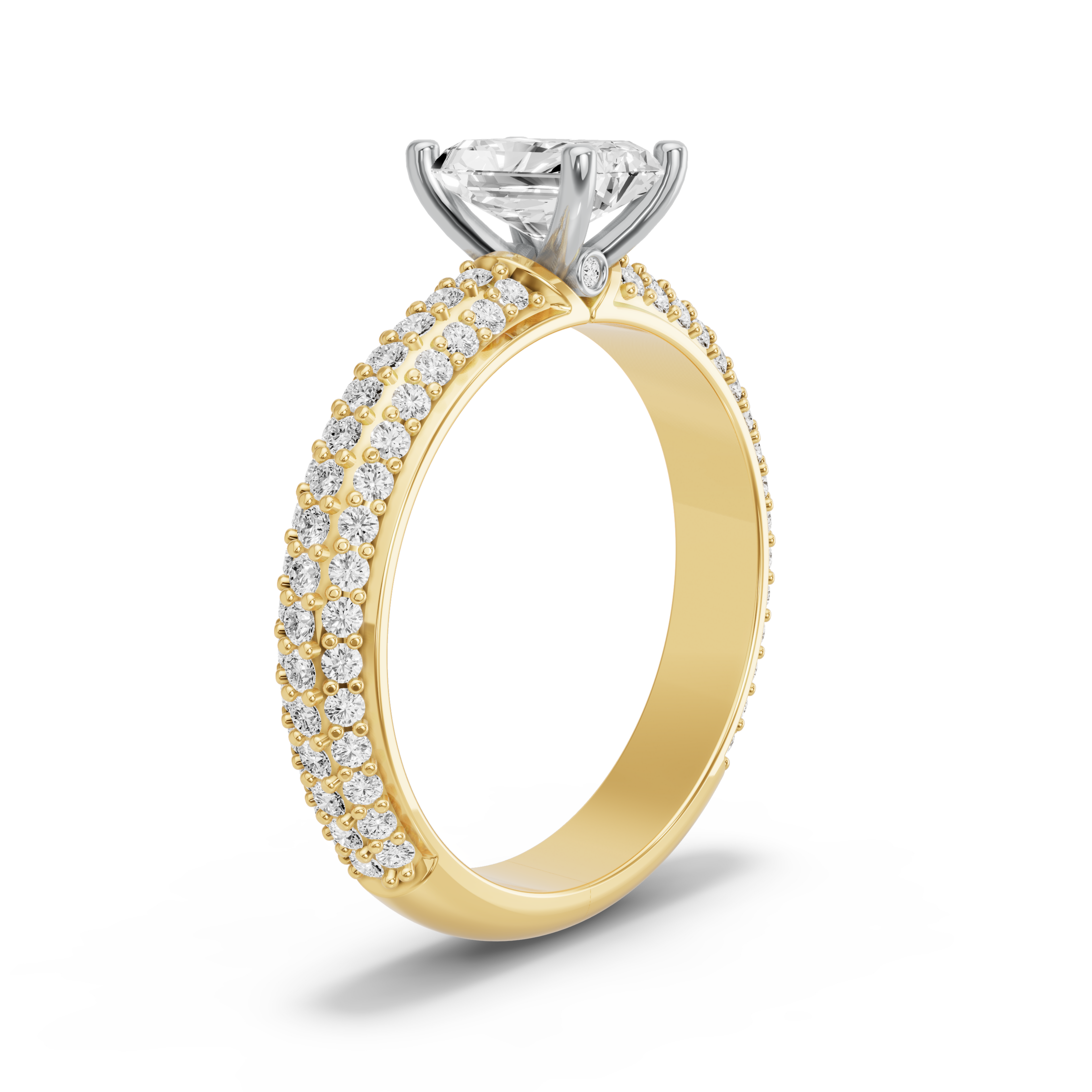 Image for Radiant Surprise diamond Ring with Triple Row Pave band