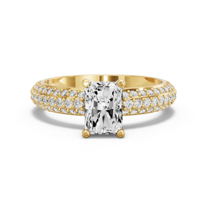 Image for Radiant Surprise diamond Ring with Triple Row Pave band in 14K White Gold