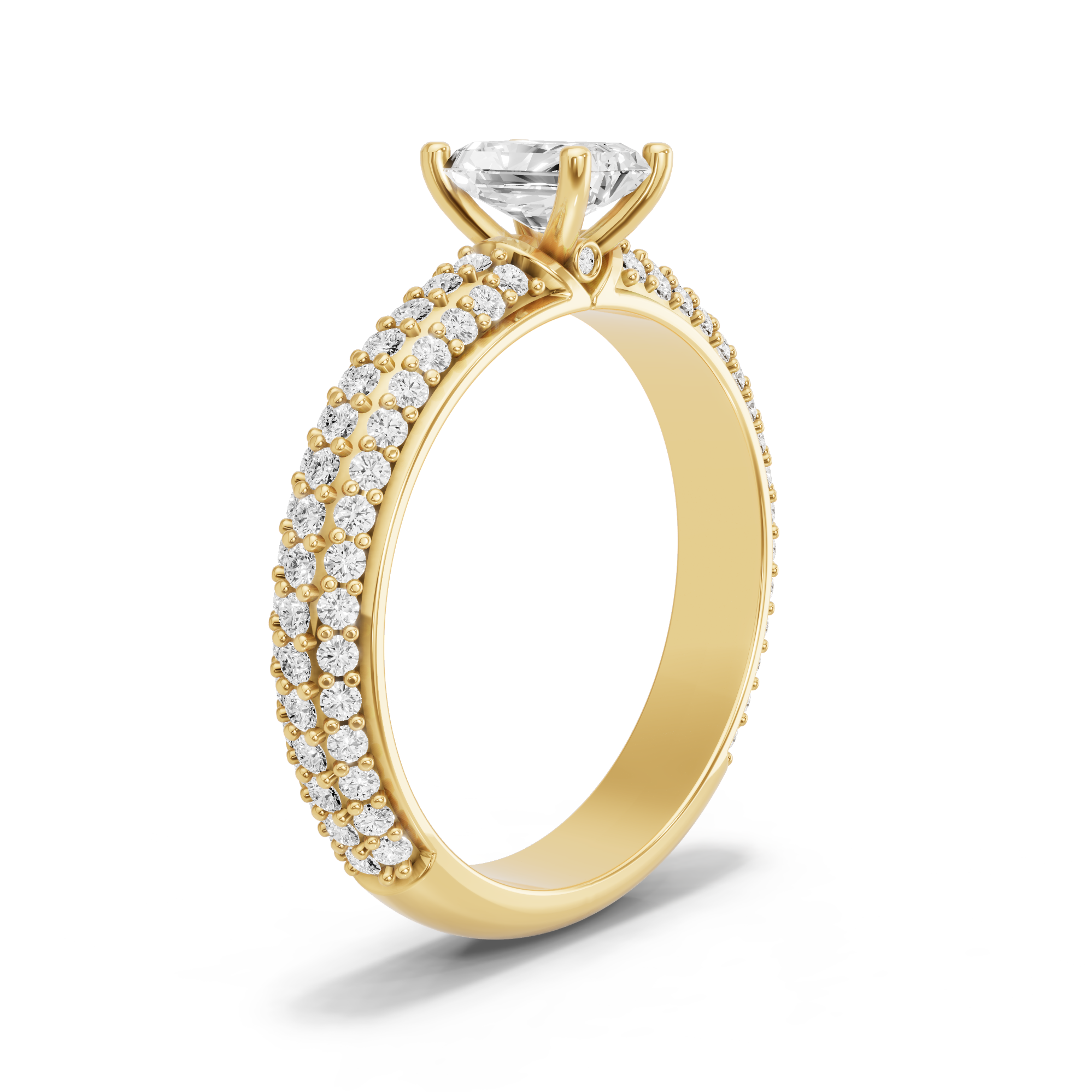 Image for Radiant Surprise diamond Ring with Triple Row Pave band