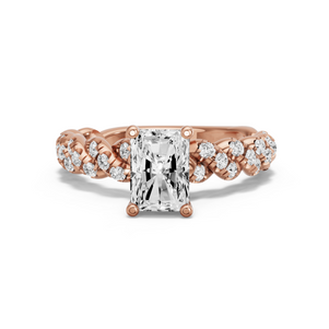 Image for Radiant Surprise diamond Ring with Twist Pave band in 14K Yellow Gold