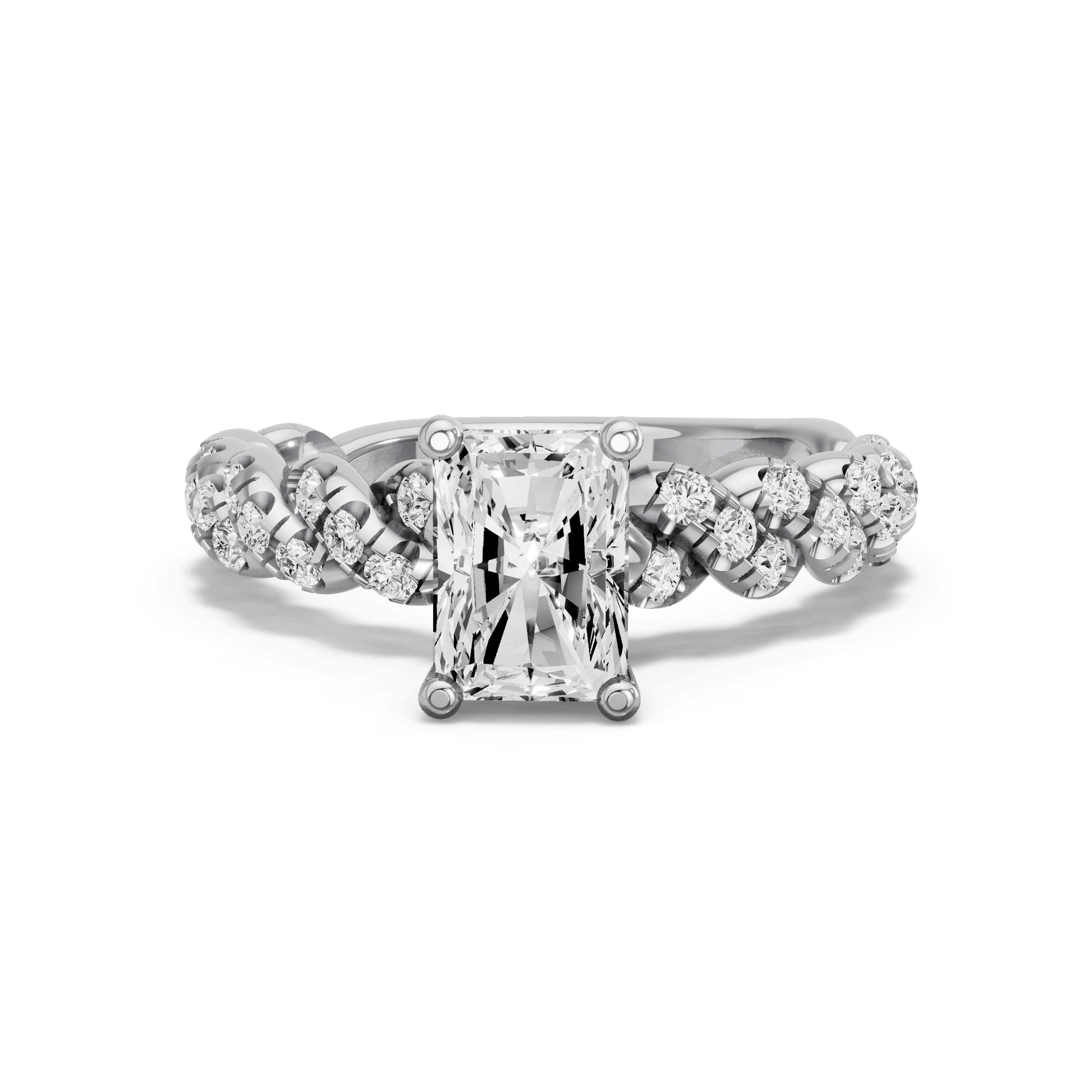 Image for Radiant Surprise diamond Ring with Twist Pave band in 10K Two Tone Rose Gold