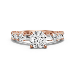 Image for Round Surprise diamond Ring with Alternating Baguette band