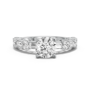 Image for Round Surprise diamond Ring with Alternating Baguette band