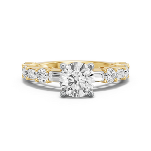 Image for Round Surprise diamond Ring with Alternating Baguette band