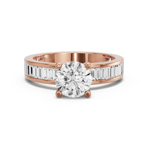 Image for Round Surprise diamond Ring with Baguette Channel band