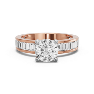 Image for Round Surprise diamond Ring with Baguette Channel band