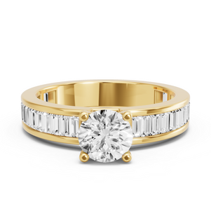 Image for Round Surprise diamond Ring with Baguette Channel band