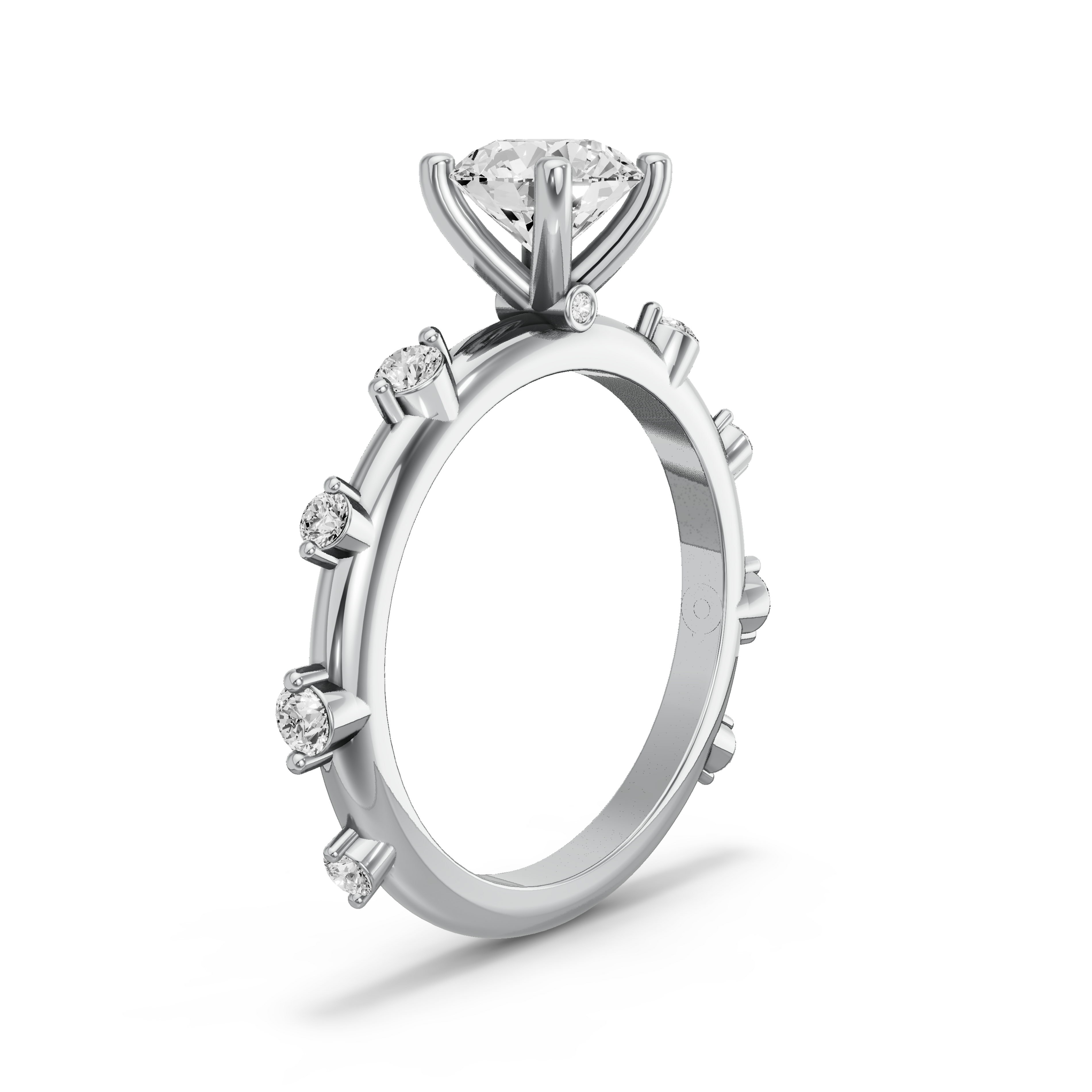 Image for Round Surprise diamond Ring with Floating Station band in 18K White Gold