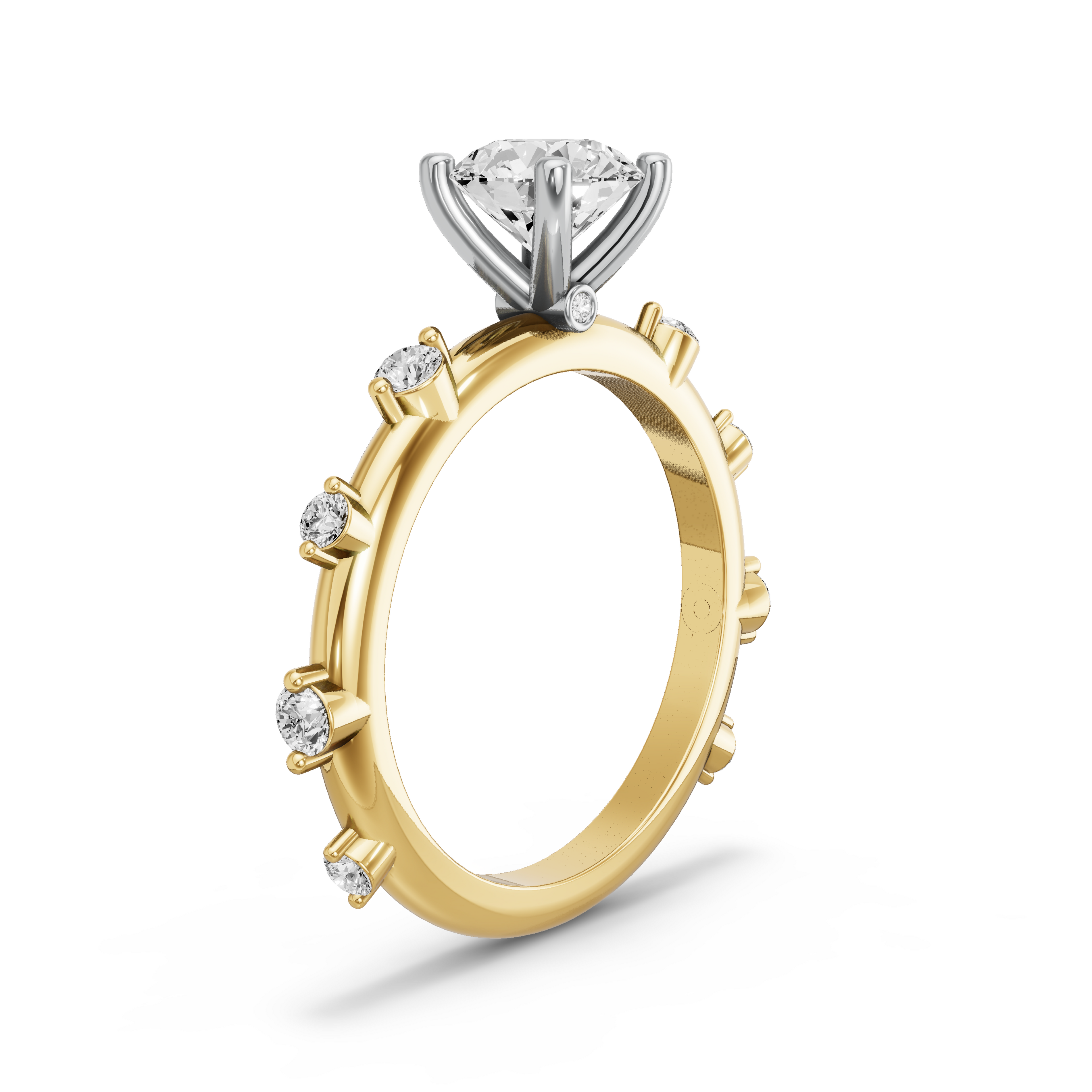 Image for Round Surprise diamond Ring with Floating Station band in 10K Two Tone Yellow Gold