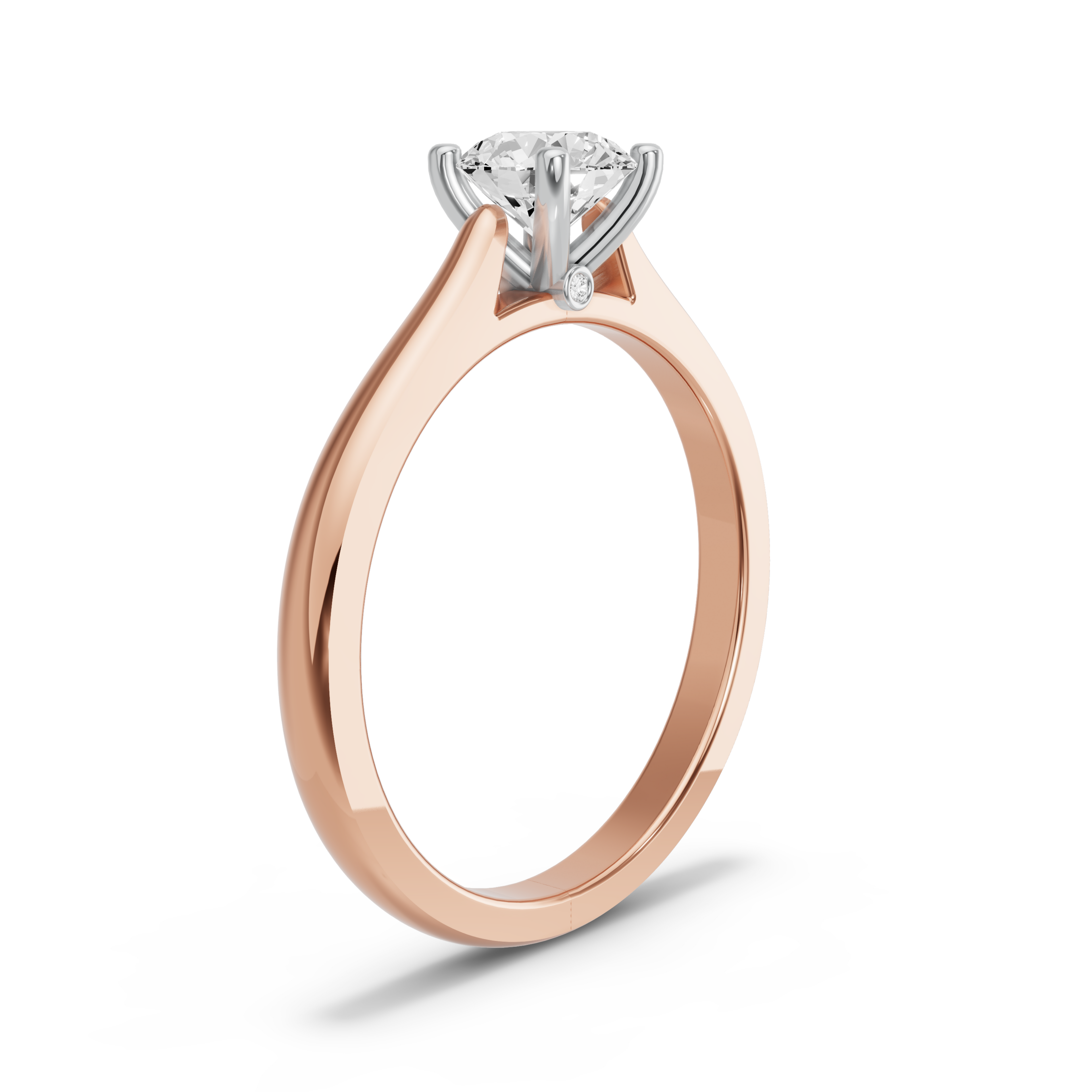 Image for Round Surprise diamond Ring with Knife Edge Cathedral band in 14K Two Tone Rose Gold