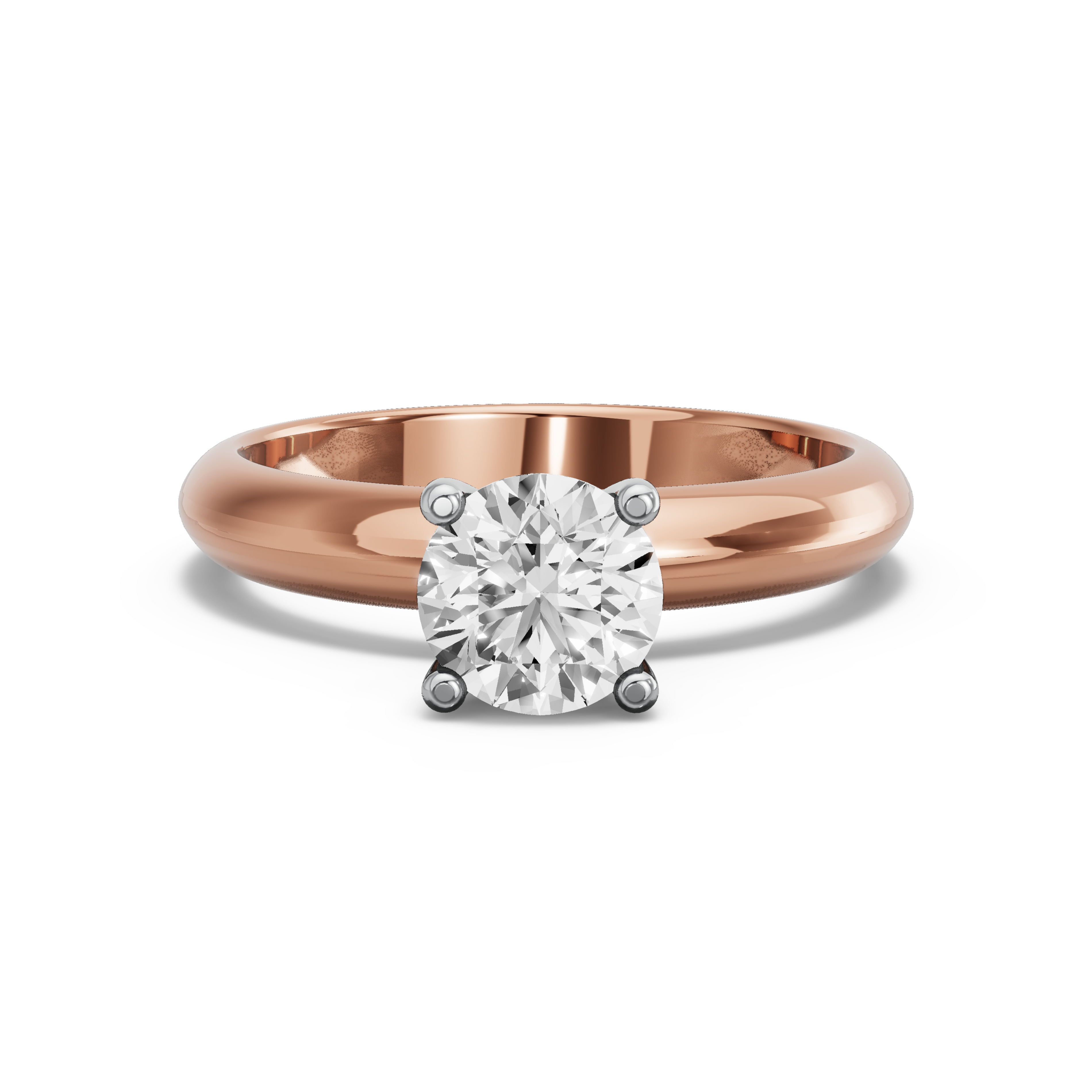 Image for Round Surprise diamond Ring with Knife Edge Solitaire band in 10K Two Tone Rose Gold