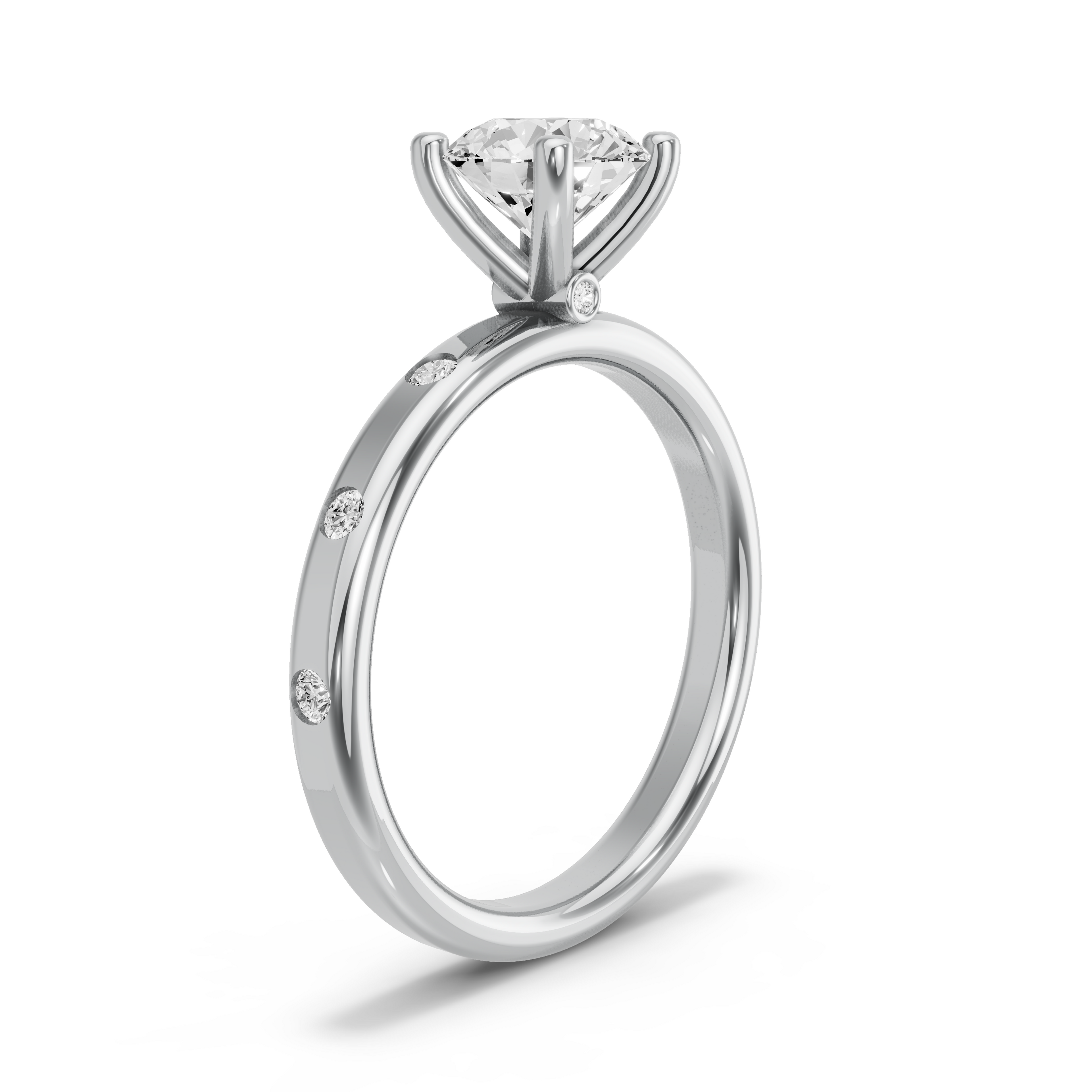 Image for Round Surprise diamond Ring with Sleek Accent band in 950 Platinum