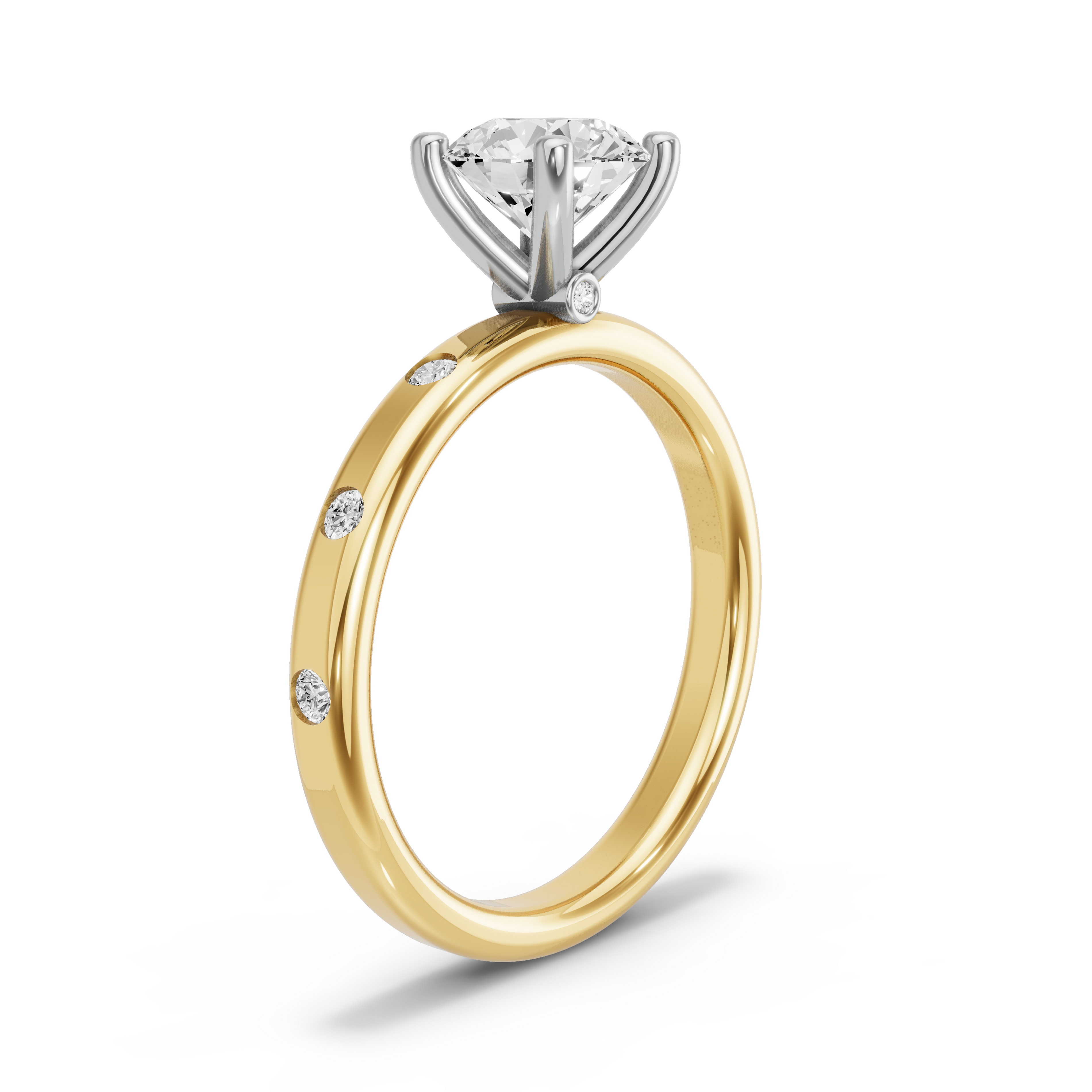 Image for Round Surprise diamond Ring with Sleek Accent band in 10K Two Tone Yellow Gold
