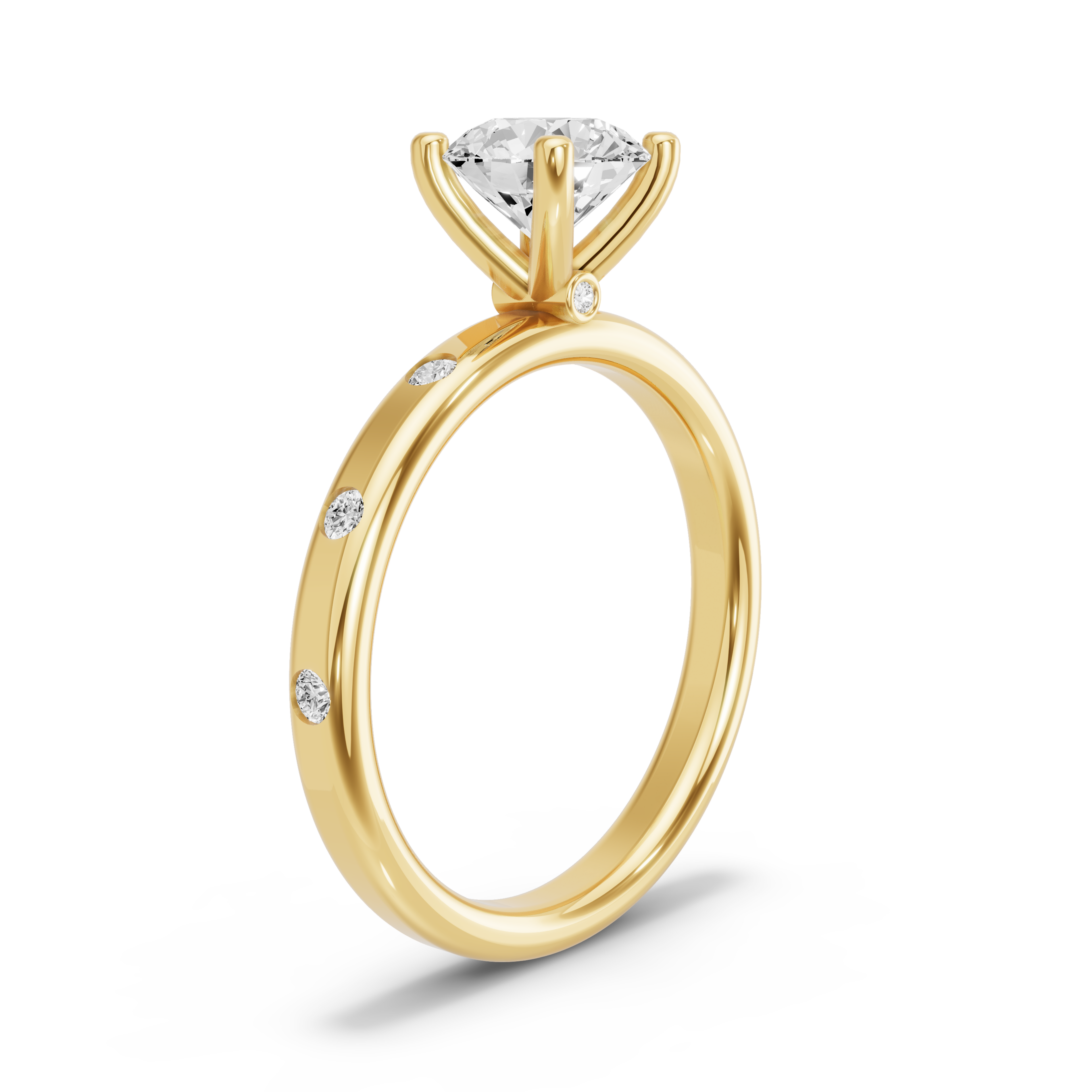 Image for Round Surprise diamond Ring with Sleek Accent band in 18K Yellow Gold