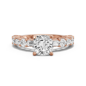 Image for Square Cushion Surprise diamond Ring with Alternating Baguette band
