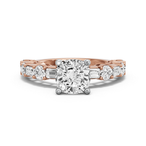 Image for Cushion Surprise diamond Ring with Alternating Baguette band